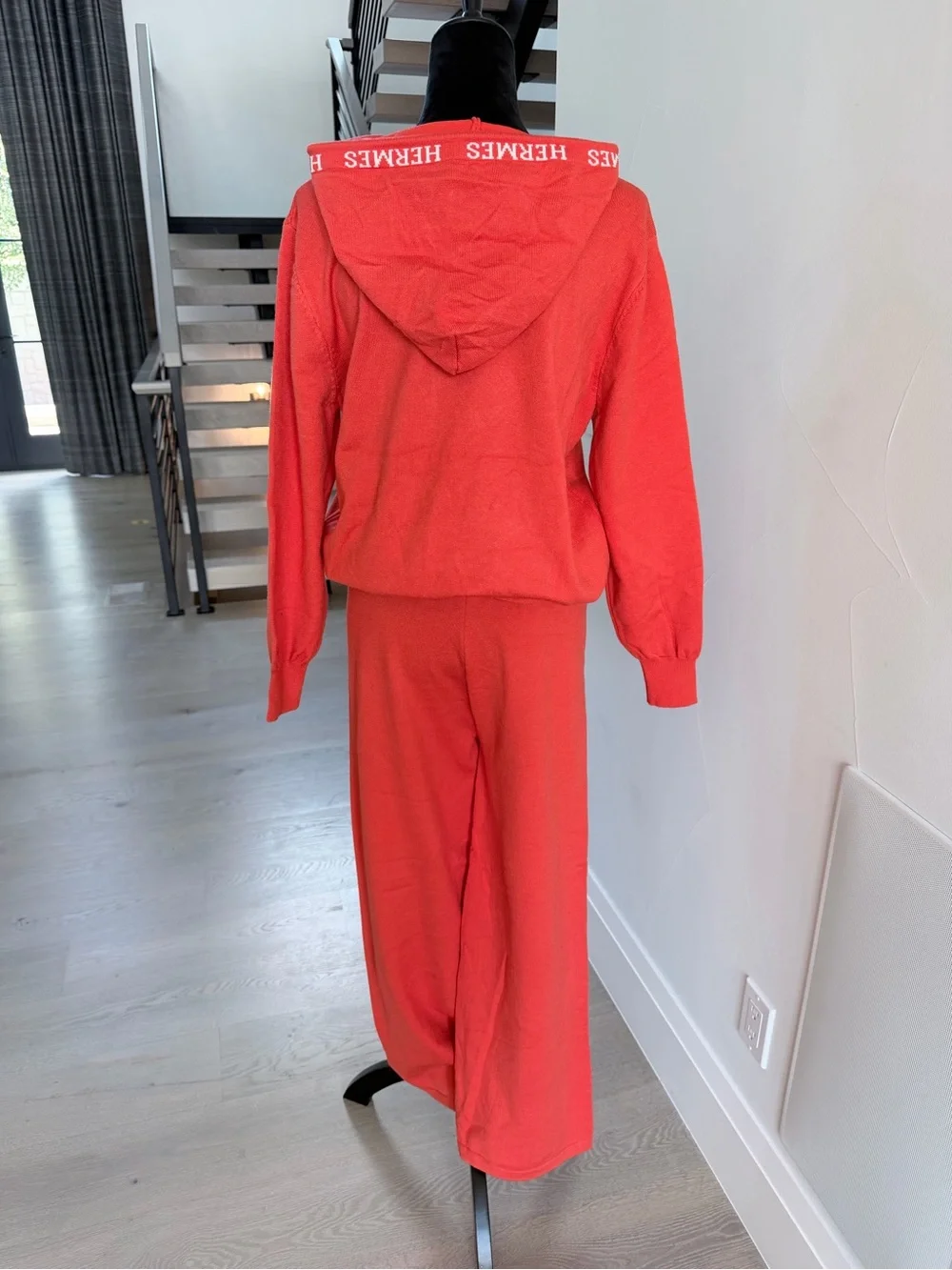 Orange Hoodie & Jogger Set Tracksuit Lounge set with Wide Leg pants size S